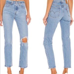 Levi’s Wedgie Straight Premium Jeans Busted Knee Distressed - size 24